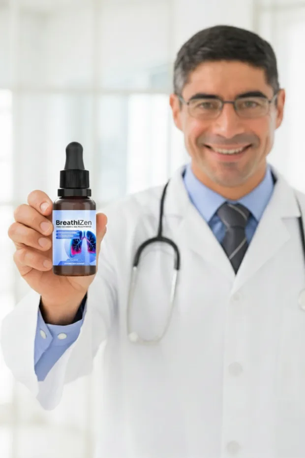 Doctor holding a bottle of BreathiZen